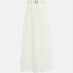 Zimmermann Elegant White Lace Maxi Skirt